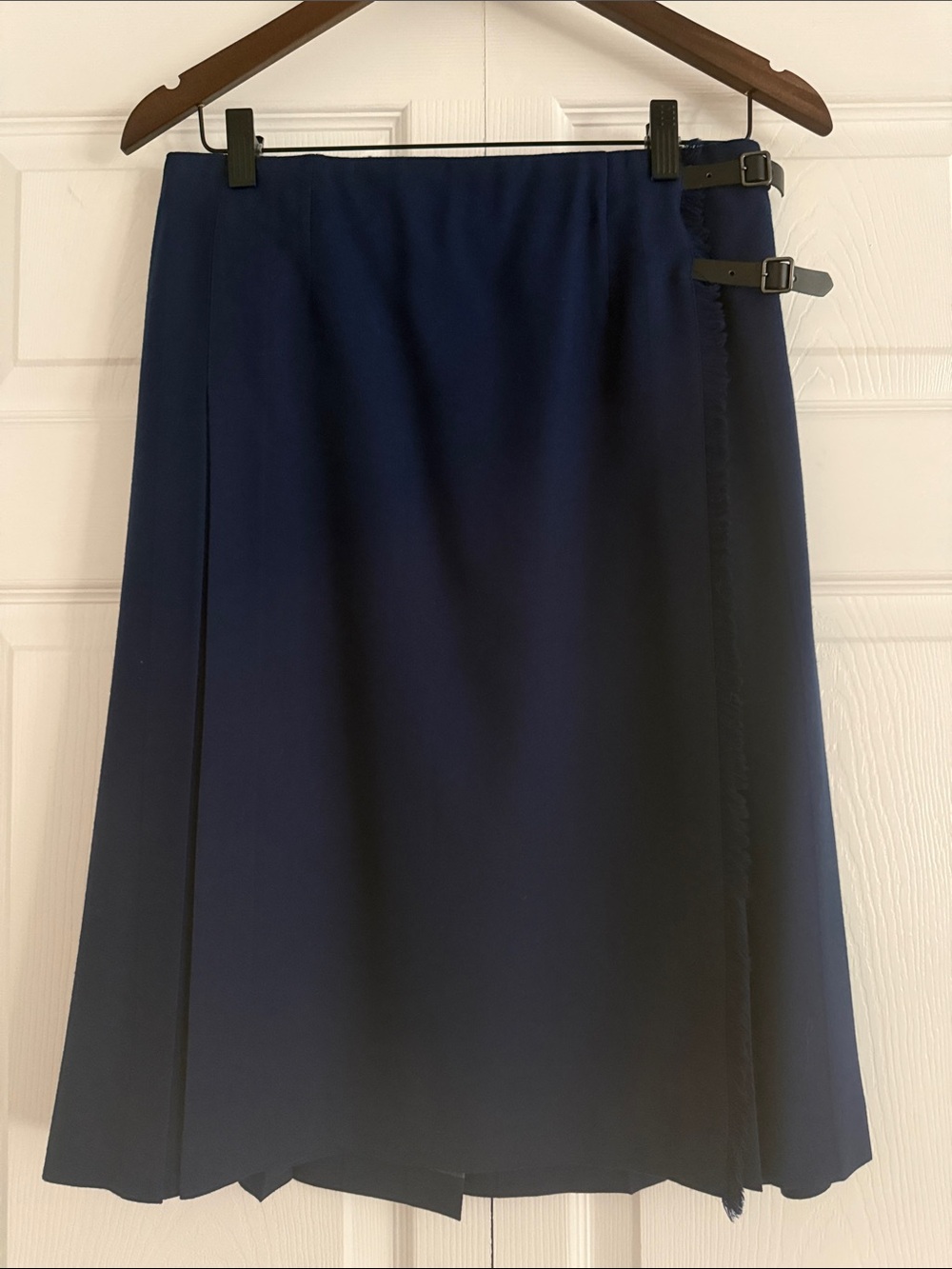 NWT Vintage Talbots Navy Blue Wool Wrap/Pleated Skirt - Size 10